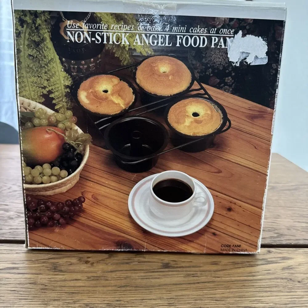 Brand New In Box Non Stick Angel Food Cake Pan - Makes 4 Mini Cakes Open Box